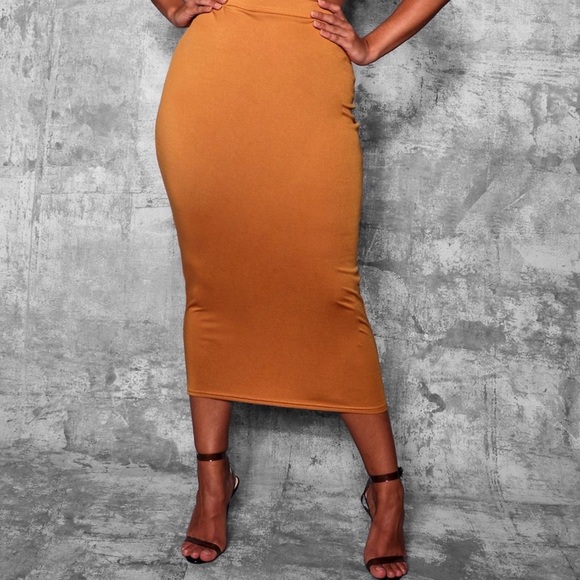 Boohoo Plus Dresses & Skirts - Dark Orange Stretchy Skirt